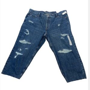 Old Navy size 20 Distressed High-Rise Slouchy straight crop dark wash